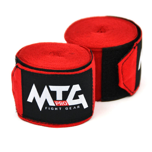 MTG Pro Muay Thai Boxing 5m Elasticated Handwraps Red