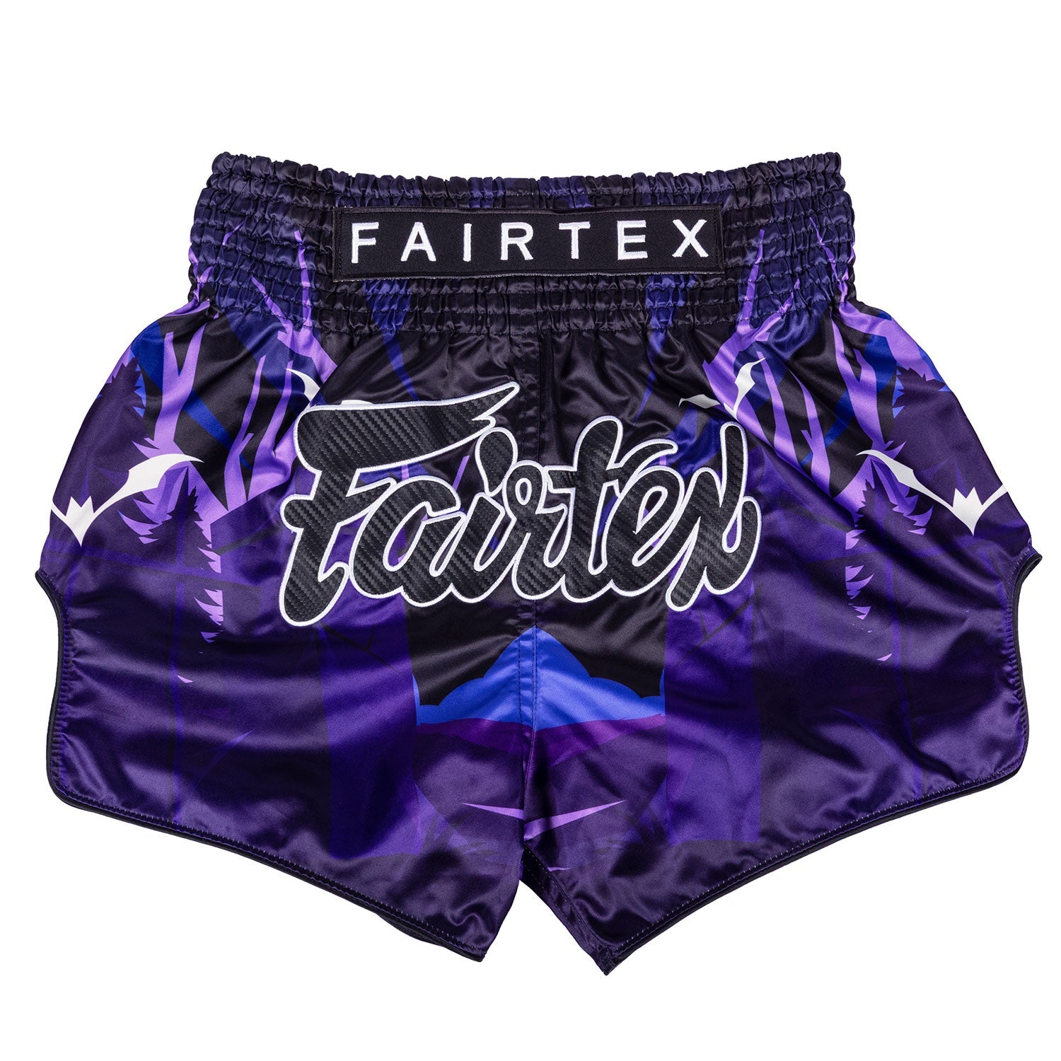 Fairtex BS-Halloween Muaythai Shorts in Twilight with vibrant Halloween-themed design and lightweight athletic fabric for fighters.