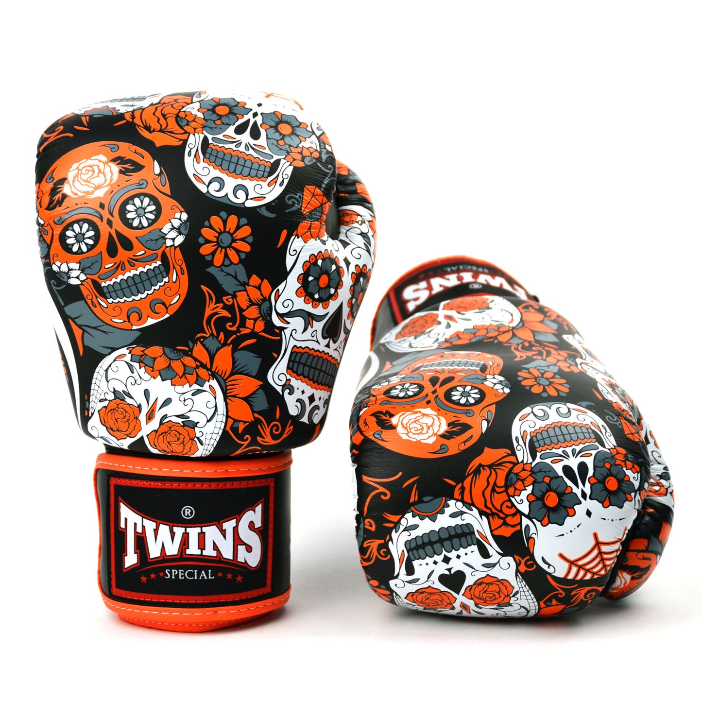 FBGVL3-53 Twins Orange Calaveras Boxing Gloves