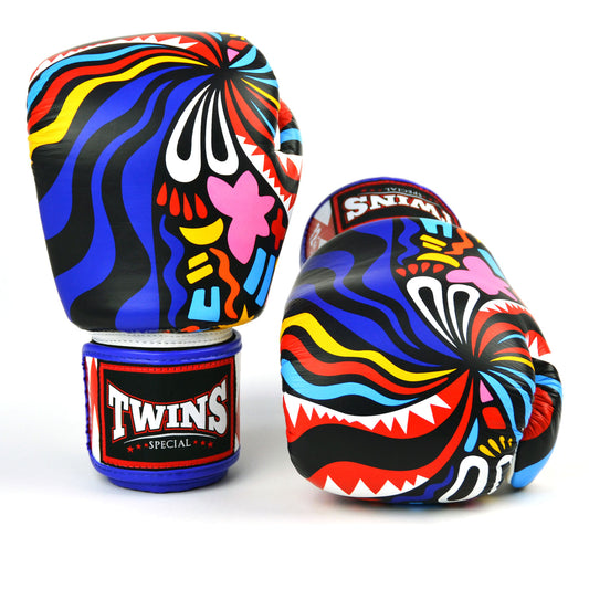 FBGVL3-62 Twins Abstract Boxing Gloves White-Blue