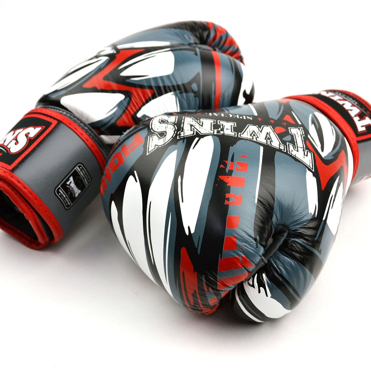 Twins Demon Muay Thai Boxing Gloves Grey-Red