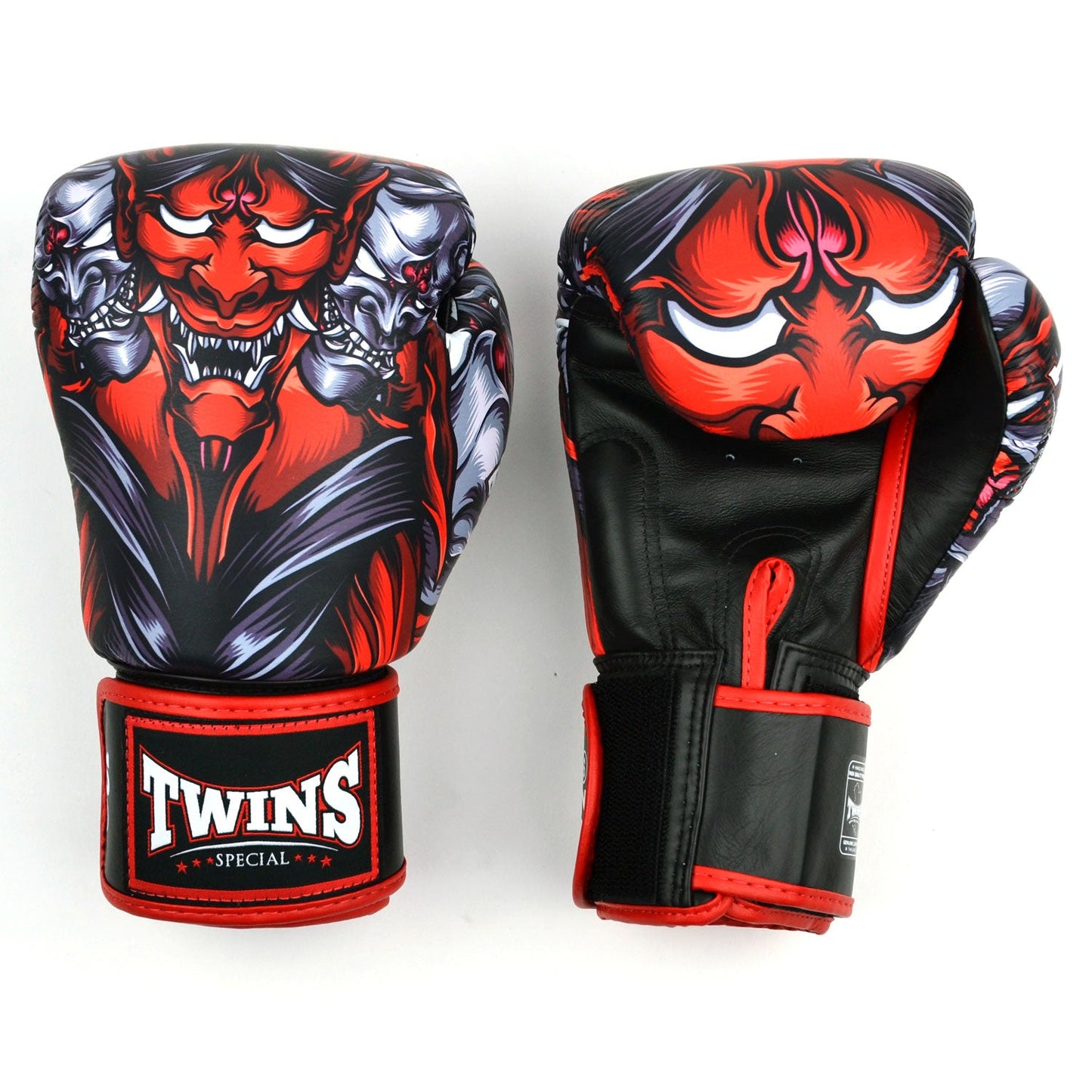 Twins Kabuki Muay Thai Boxing Gloves Black-Red