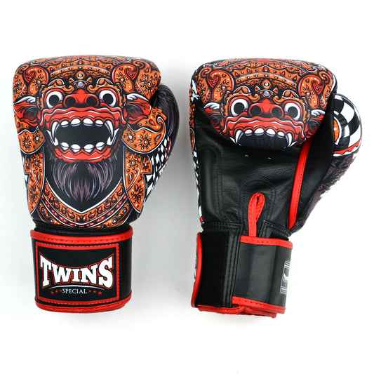 Twins Barong Muay Thai Boxing Gloves Black-Red