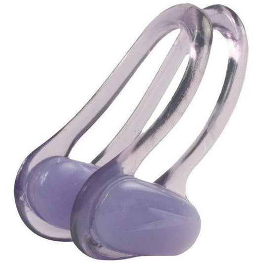 Speedo Universal Nose Clip, blue silicone swimming nose guard for comfortable water protection and leak prevention.