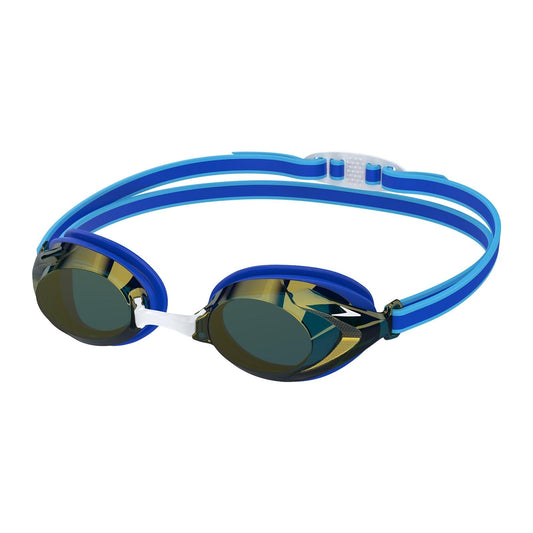 Speedo Vanquisher Junior 3.0 Mirror Goggle showing sleek design and mirrored lenses for young swimmers.