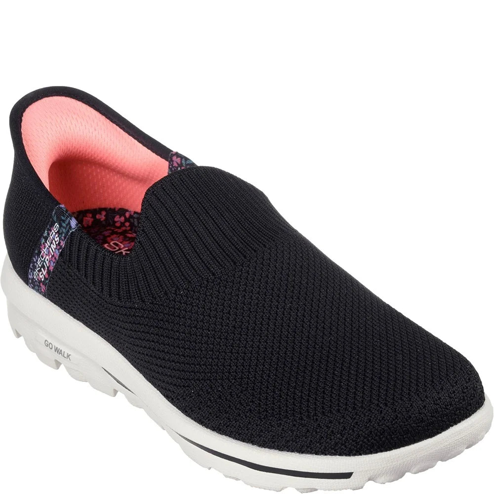 Skechers Black GO WALK Travel Tahiti Sunset Shoes - Size 5UK