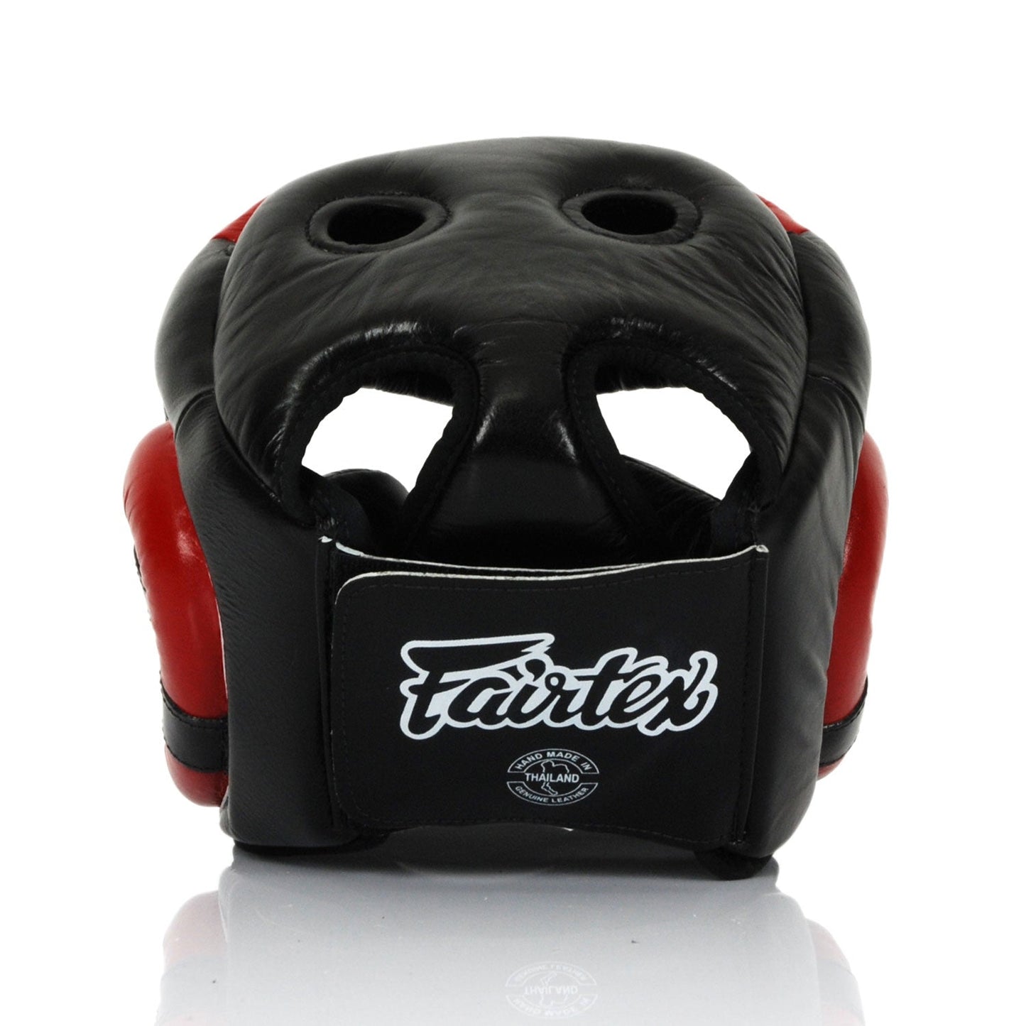 Fairtex Muay Thai Boxing Diagonal Vision Sparring Headguard Black-Red