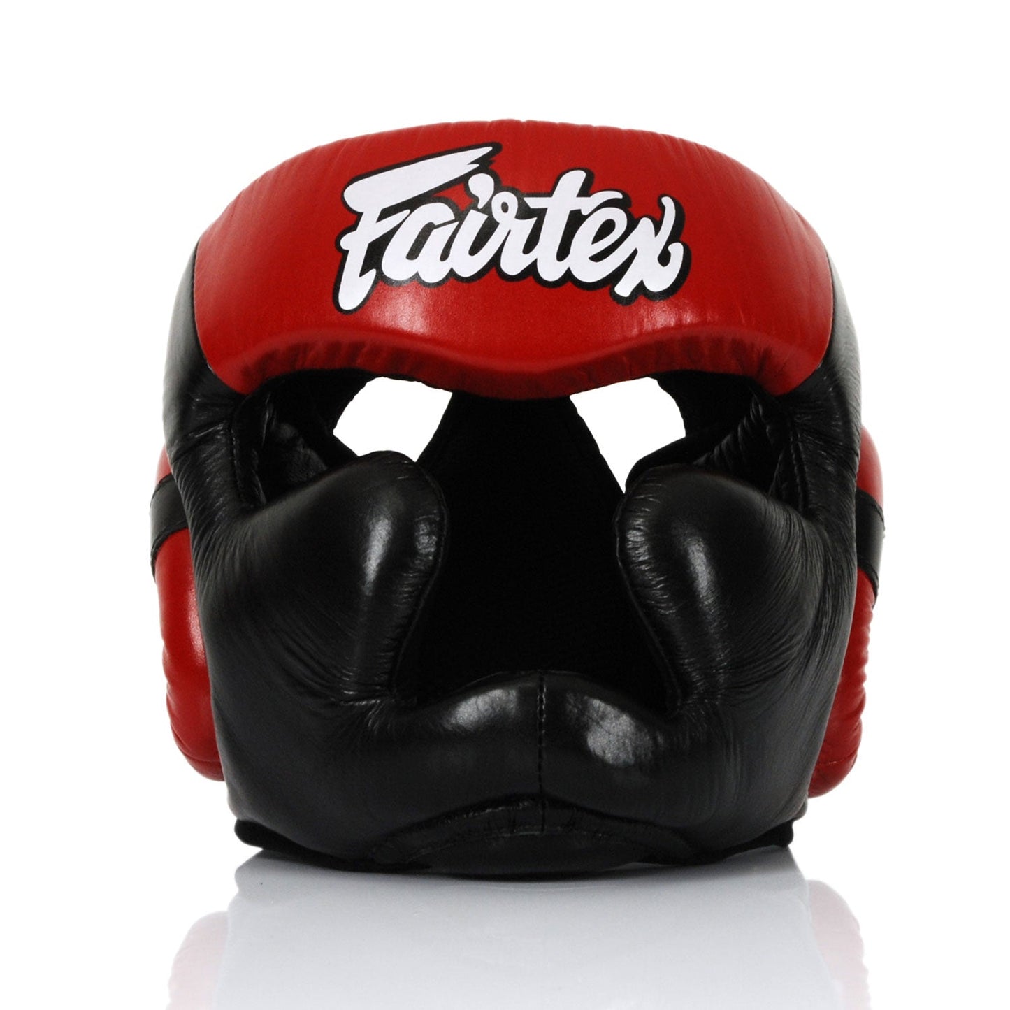 Fairtex Muay Thai Boxing Diagonal Vision Sparring Headguard Black-Red