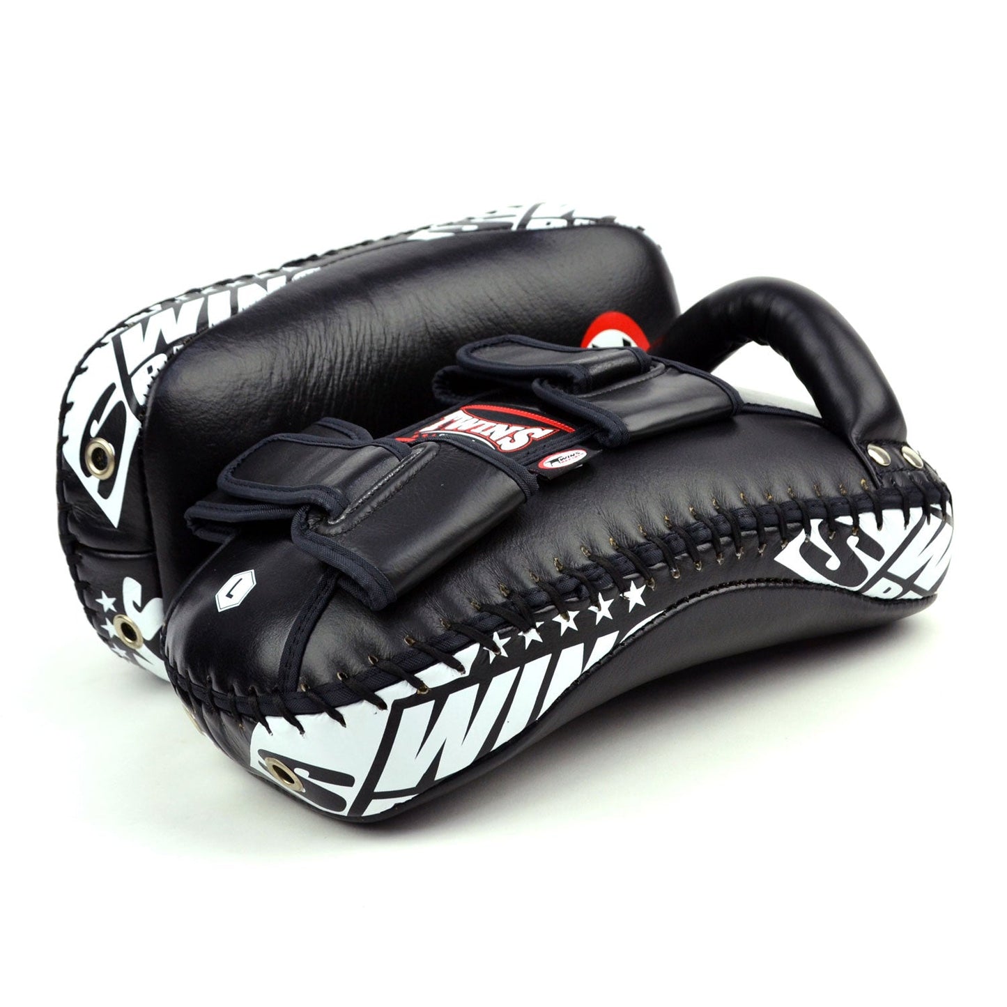 Twins Curved Leather Thai Kick Pads Black