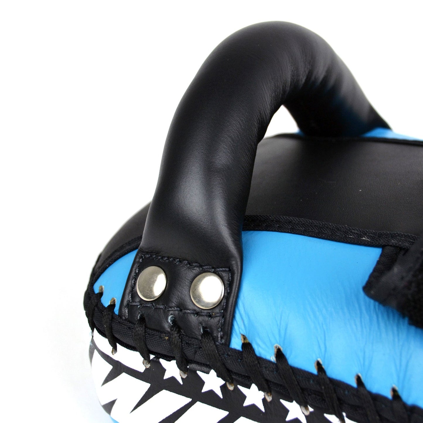 Twins Curved Leather Thai Kick Pads Light Blue-Black