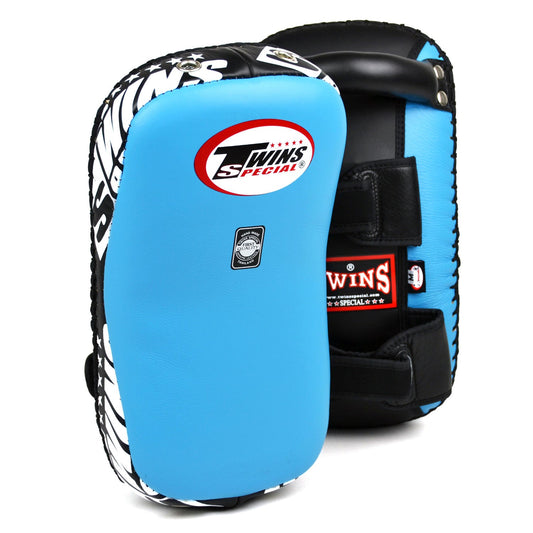 Twins Curved Leather Thai Kick Pads Light Blue-Black