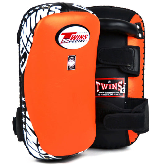 Twins Curved Leather Thai Kick Pads Orange-Black