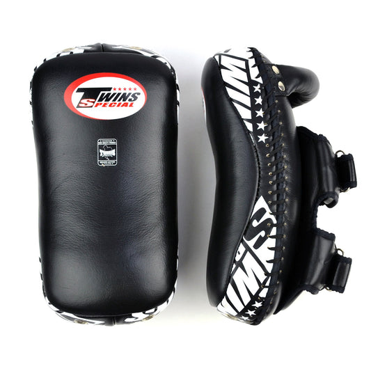 Twins Deluxe Curved Leather Kick Pads Black