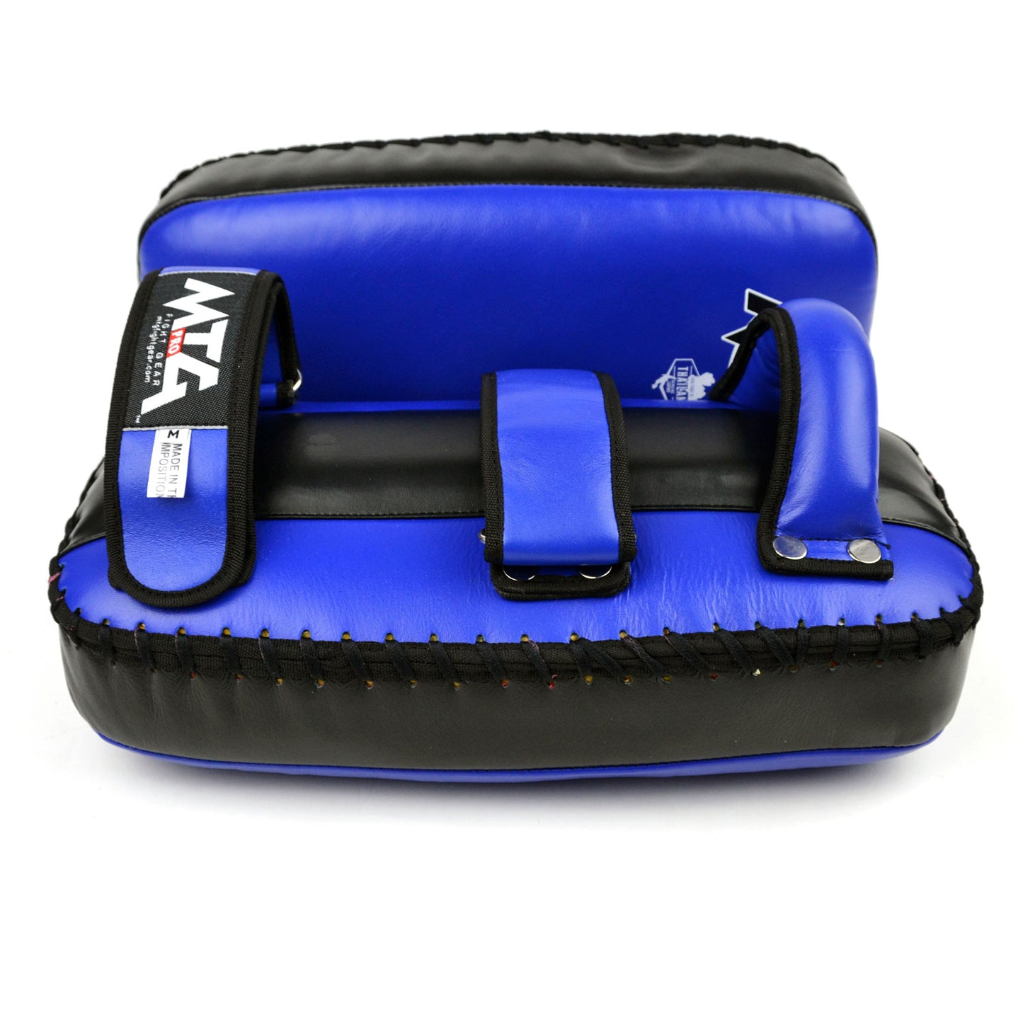 KPL2 MTG Pro Blue-Black Leather Thai Kick Pads