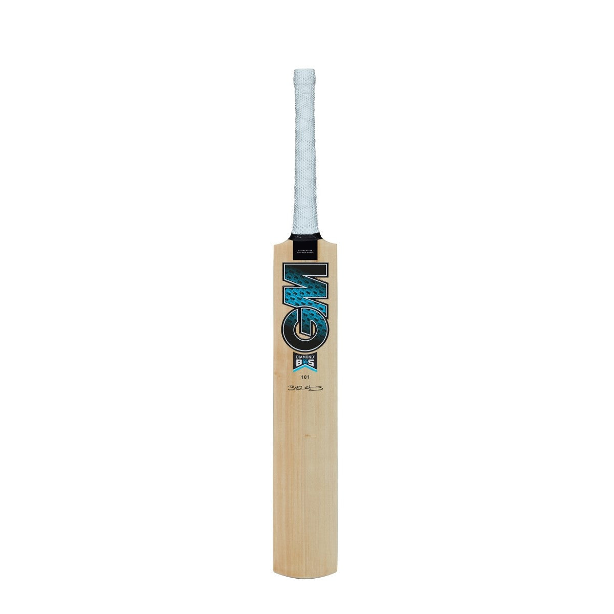 Gunn and Moore GM Diamond 101 Kashmir Willow cricket bat with a light wood grain finish and ergonomic grip.