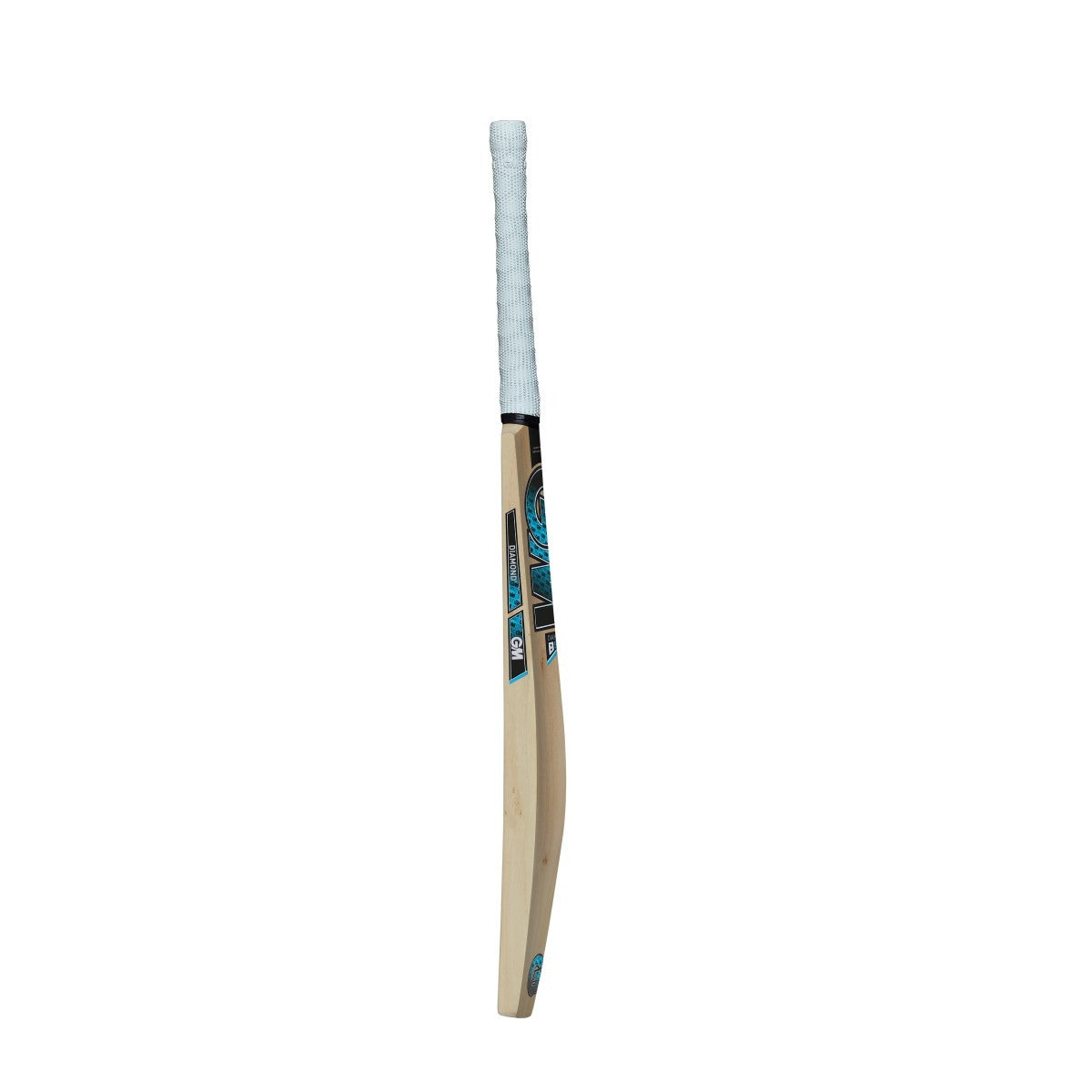 Gunn and Moore GM Diamond 101 Kashmir Willow cricket bat shown from side profile, featuring a light wood finish and curved blade.