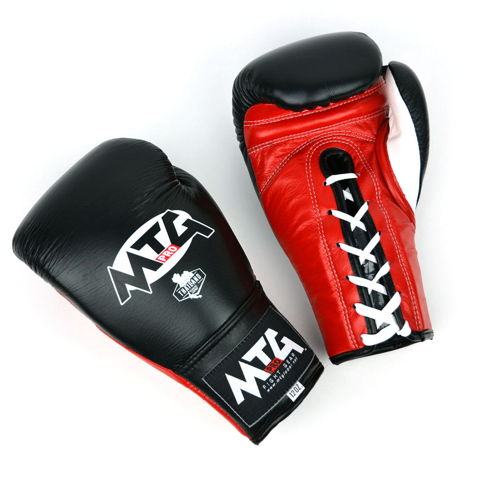 LG2 MTG Pro 3-Tone Black Lace-up Boxing Gloves