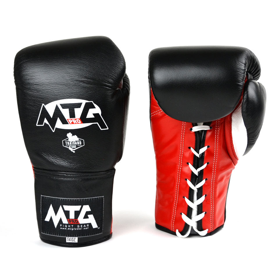 LG2 MTG Pro 3-Tone Black Lace-up Boxing Gloves