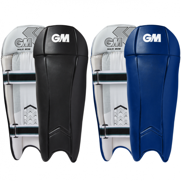 Gunn & Moore GM Cricket Maxi 606 Wicket Keeping Pads in white with red accents, designed for cricket wicketkeeping.