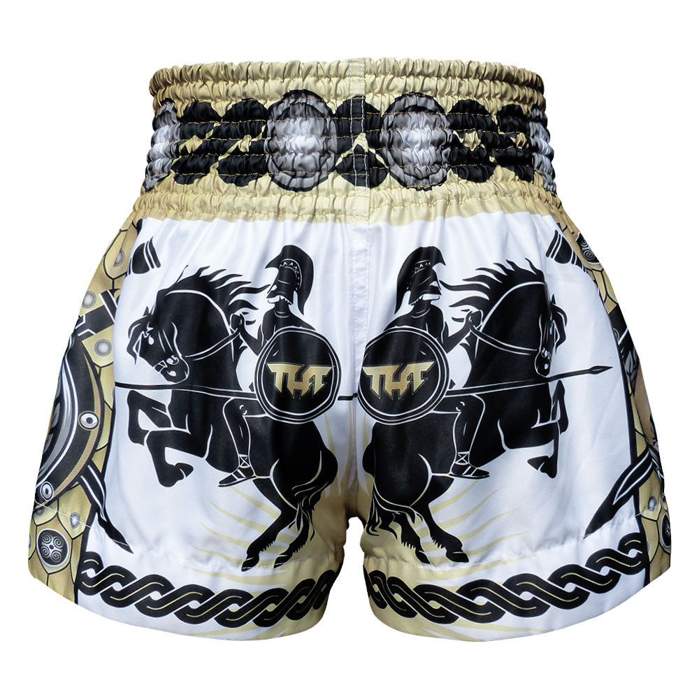 TUFF Muay Thai Shorts Golden Gladiator in White