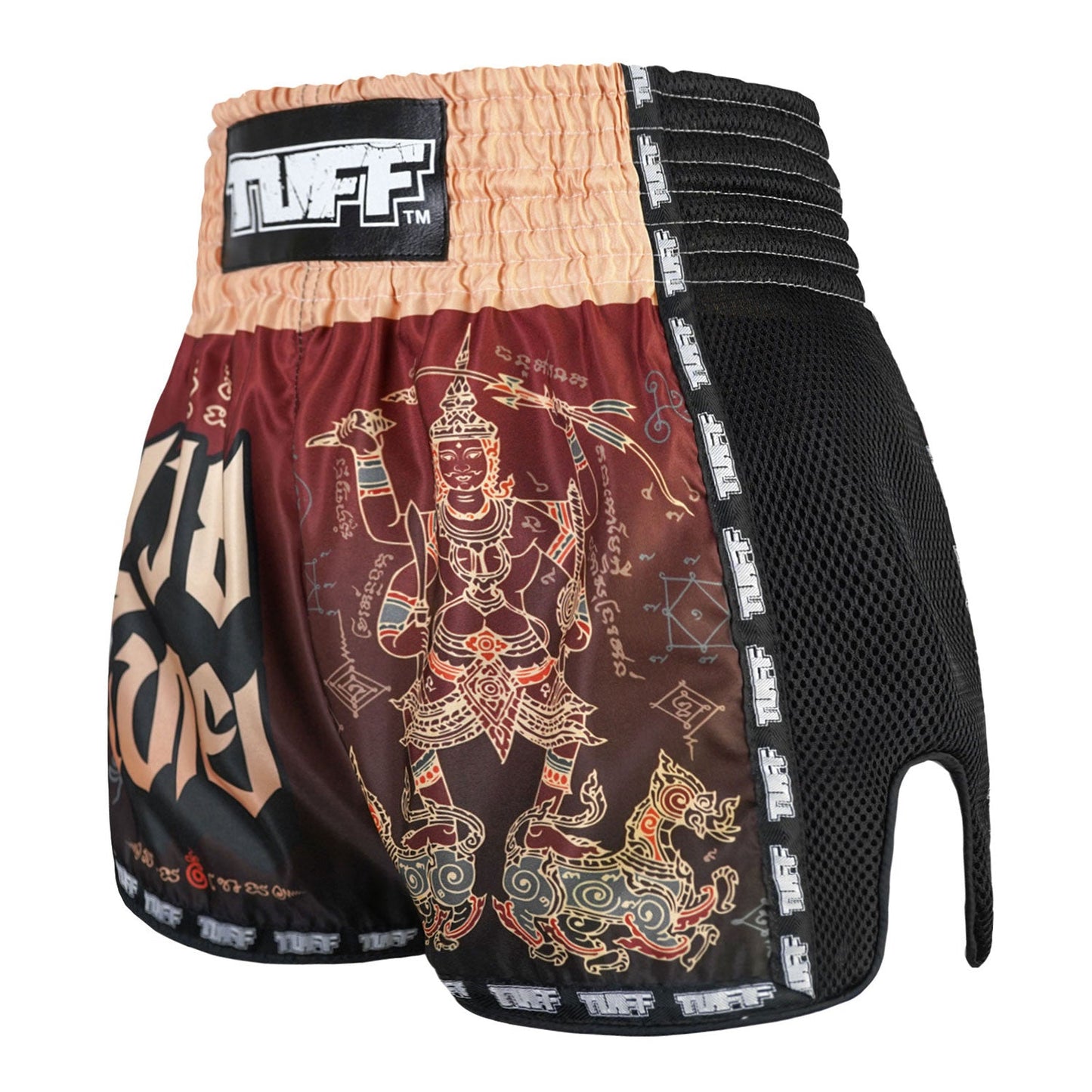 TUFF Muay Thai Boxing Shorts Retro Style Yant Narai Turning the Land