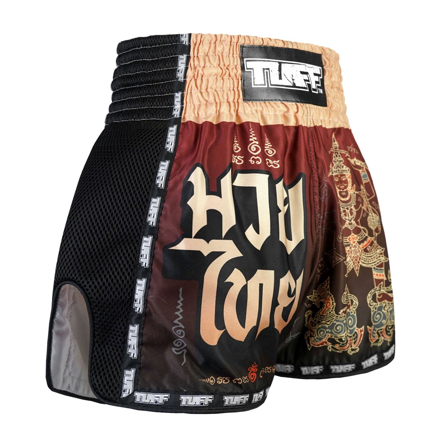 TUFF Muay Thai Boxing Shorts Retro Style Yant Narai Turning the Land