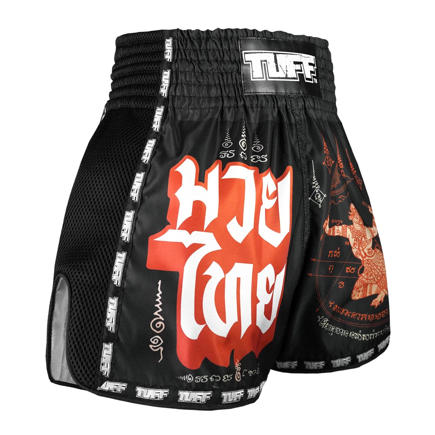 TUFF Muay Thai Boxing Shorts Retro Style Hanuman Flying Raising The Flag