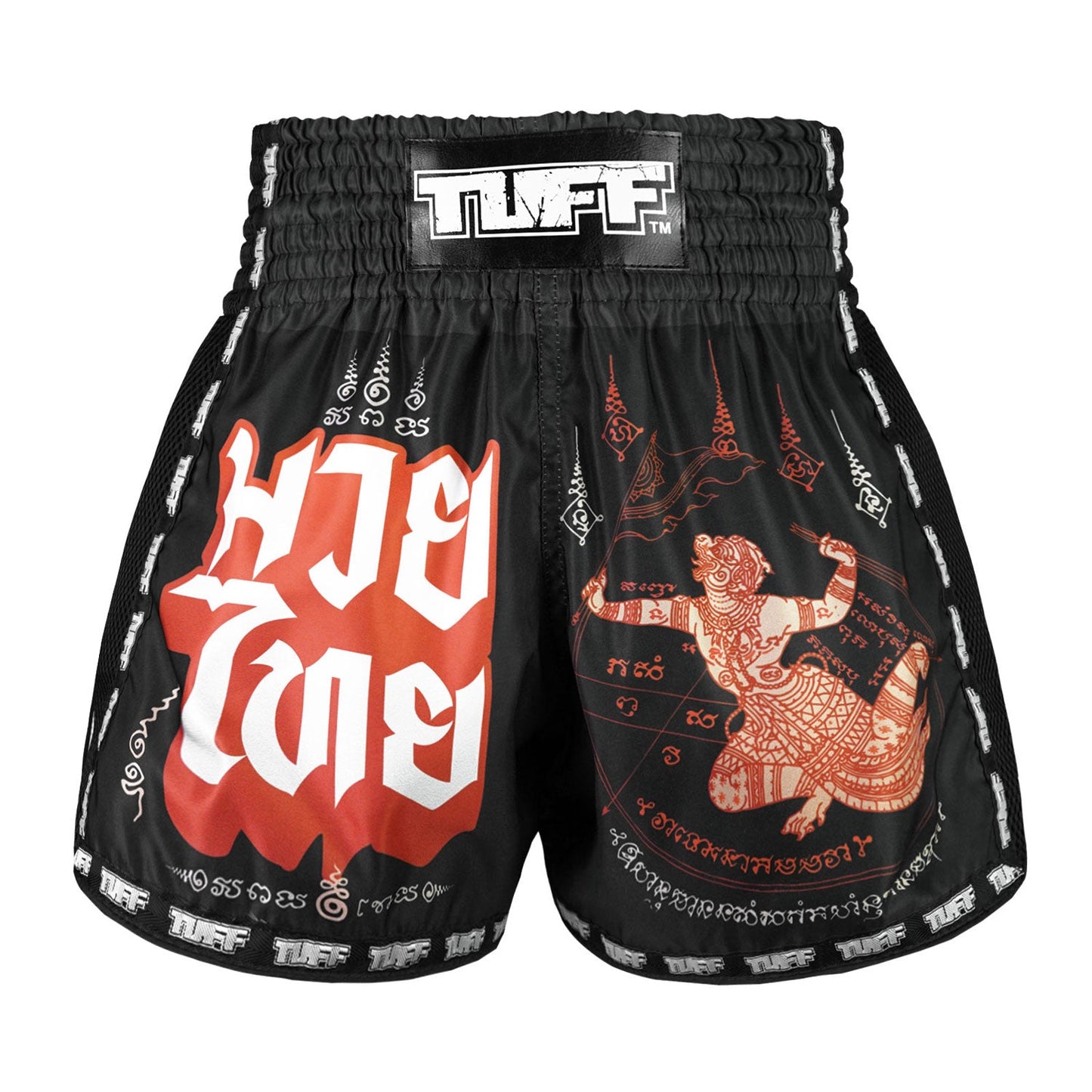 TUFF Muaythai Shorts Retro Style Hanuman Flying Raising The Flag