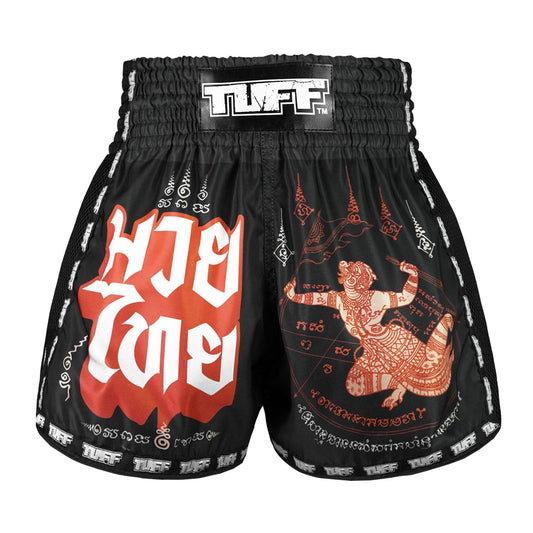 TUFF Muay Thai Boxing Shorts Retro Style Hanuman Flying Raising The Flag