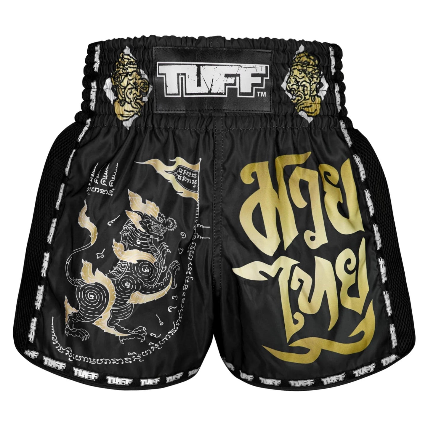 TUFF Muay Thai Boxing Shorts Retro Style Singha Yantra with War Flag