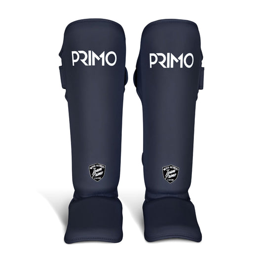 Primo Classic Muay Thai Shinguard in navy color, protective sporting goods gear for martial arts training and sparring.