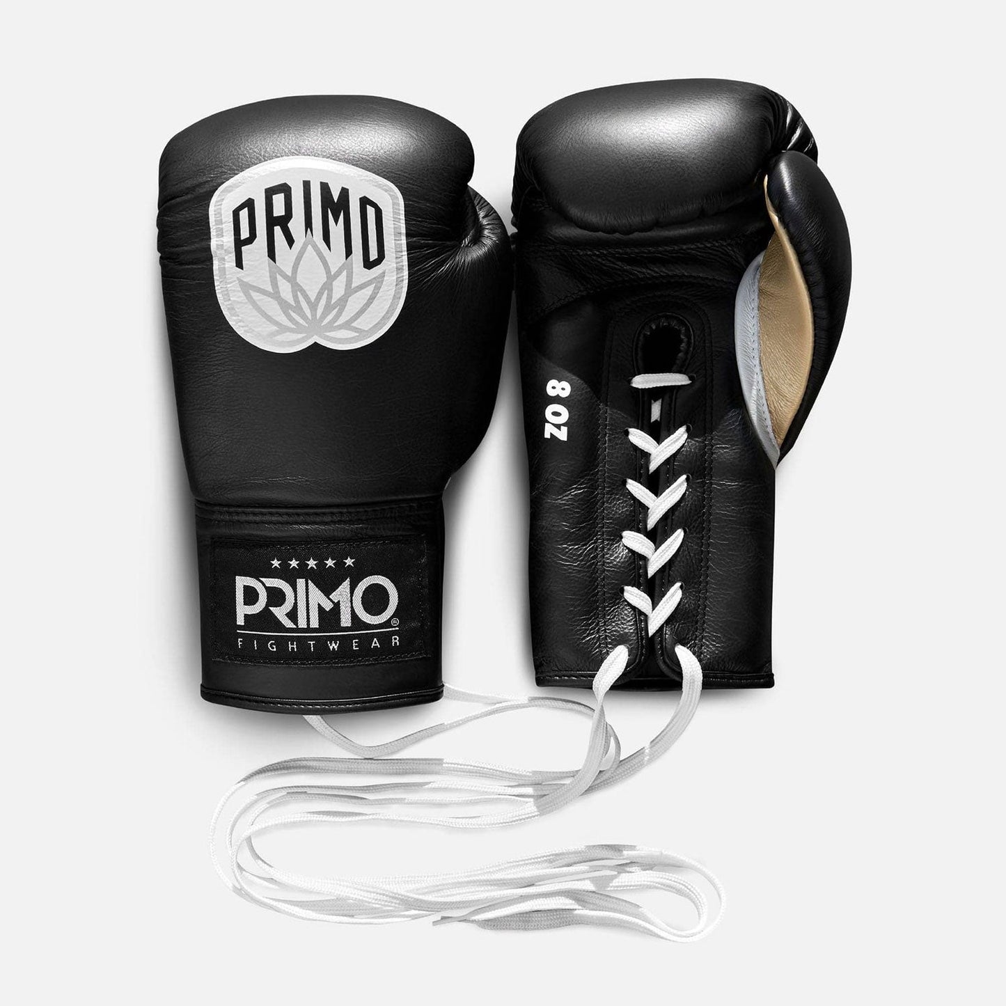 Primo Pro Lace-Up Muay Thai Boxing Gloves - Onyx Black