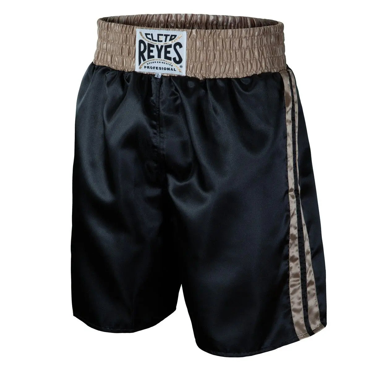 Cleto Reyes Satin Boxing Shorts - Black Gold Stripes - Size Large