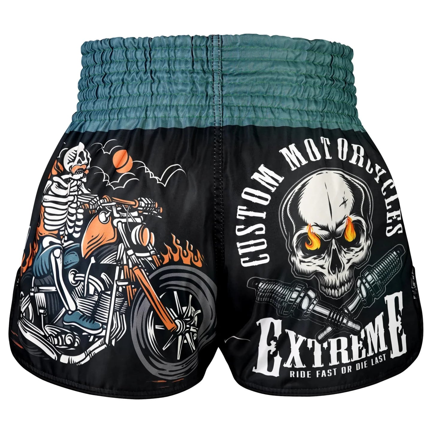 TUFF High-Cut Retro Muay Thai Boxing Shorts The Skull Rider