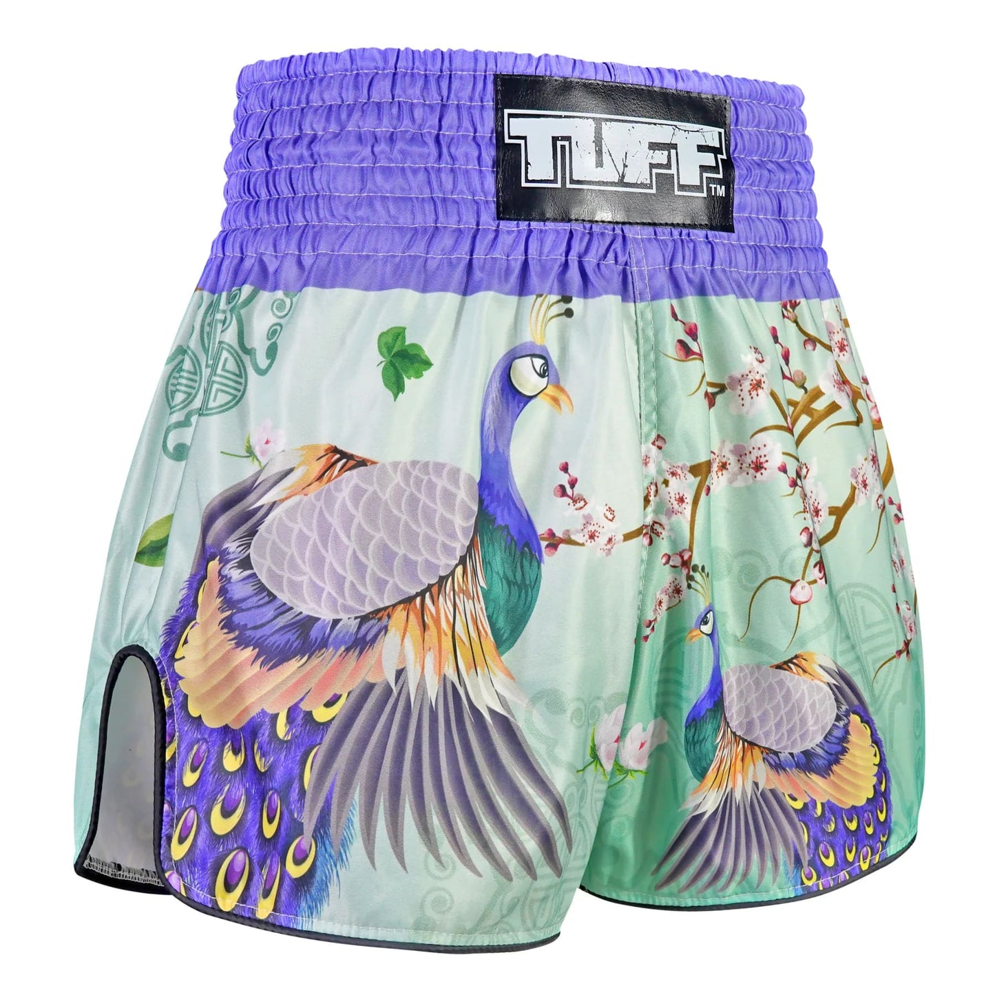 TUFF High-Cut Retro Muay Thai Boxing Shorts Yugana Kujaku The Elegance Peacock