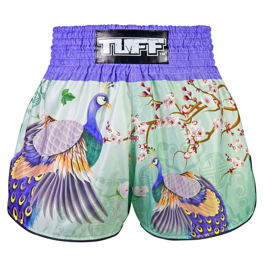 TUFF High-Cut Retro Muay Thai Boxing Shorts Yugana Kujaku The Elegance Peacock