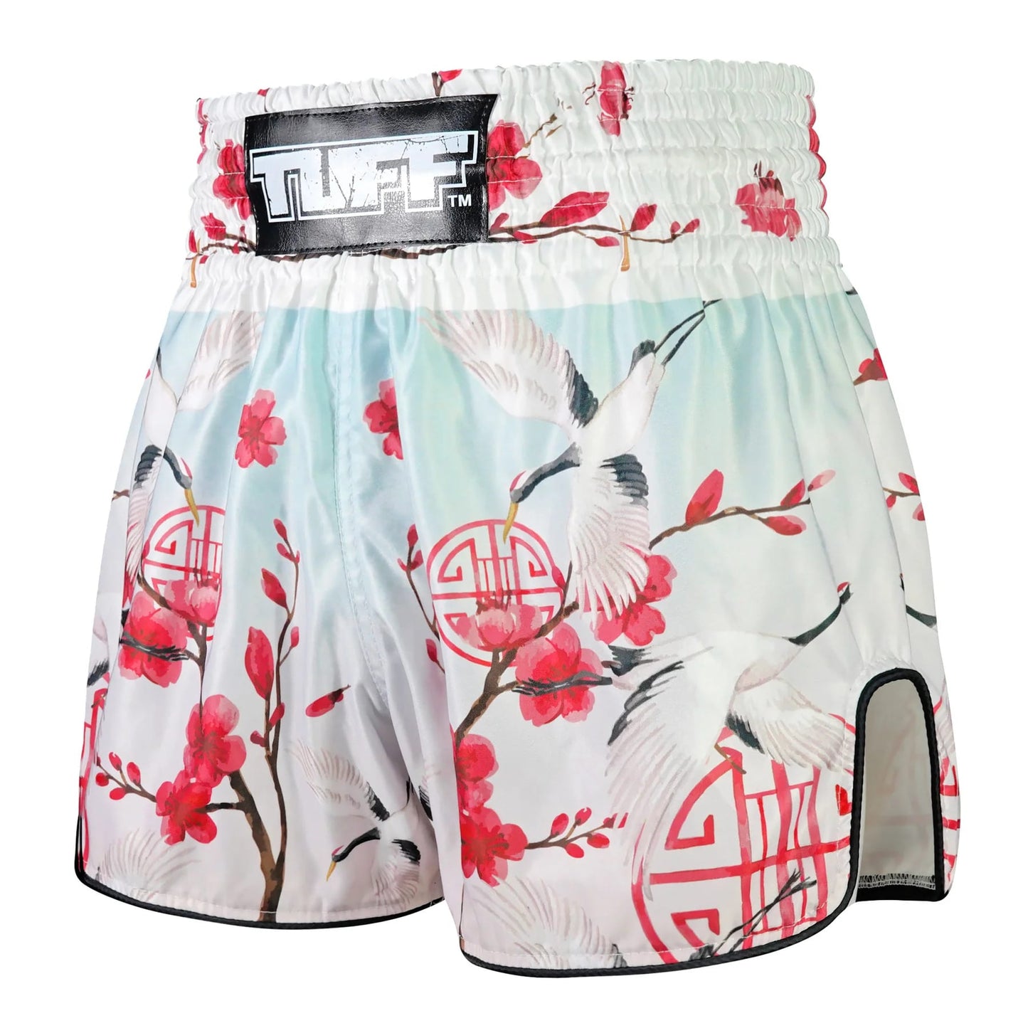 TUFF High-Cut Retro Muay Thai Boxing Shorts Akai Tsuru The Red Crane