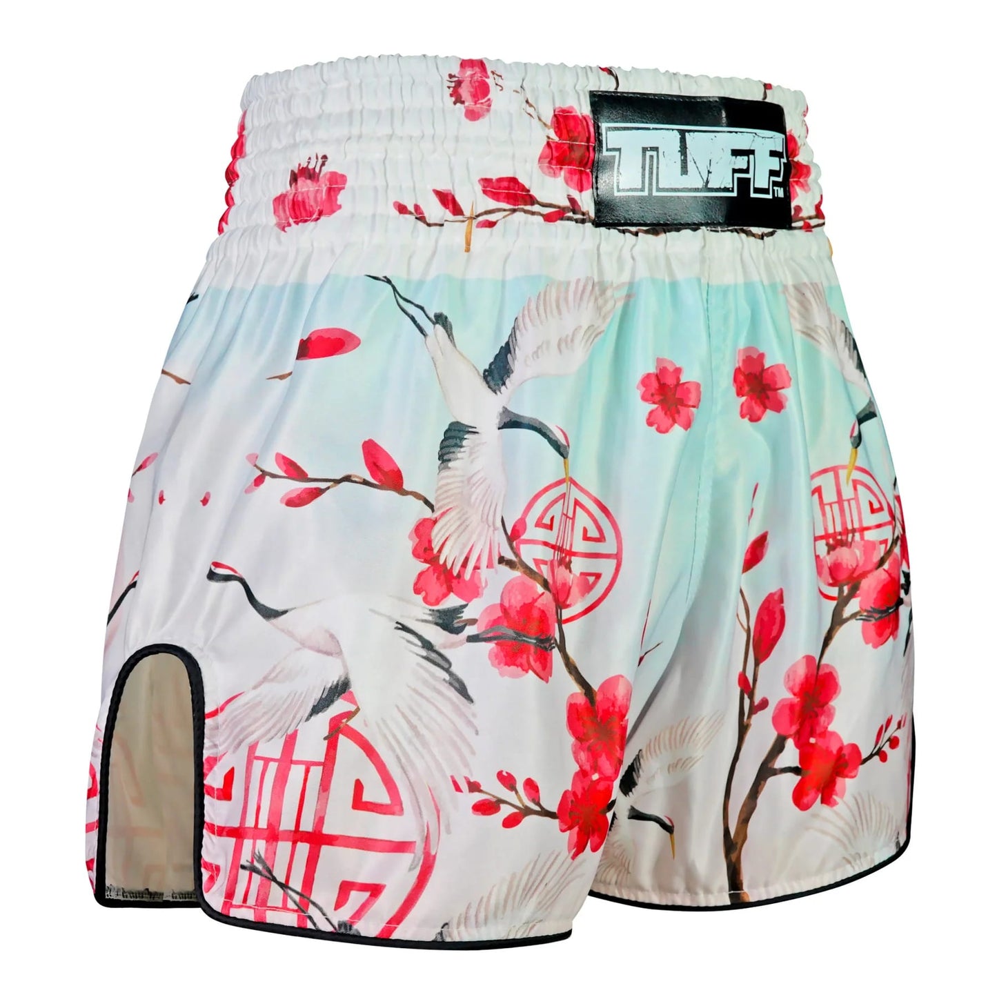 TUFF High-Cut Retro Muay Thai Boxing Shorts Akai Tsuru The Red Crane