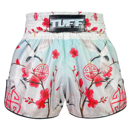 TUFF High-Cut Retro Muay Thai Boxing Shorts Akai Tsuru The Red Crane