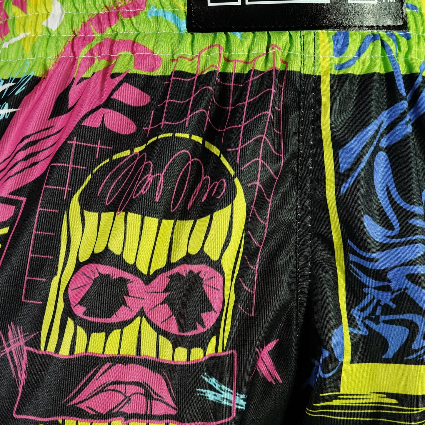 TUFF High-Cut Retro Muay Thai Boxing Shorts Neon Graffiti