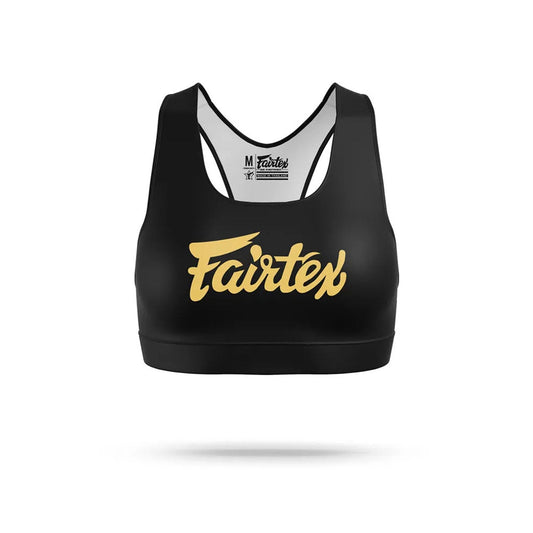 Fairtex Muay Thai Boxing Classic Sports Bra Black-Gold