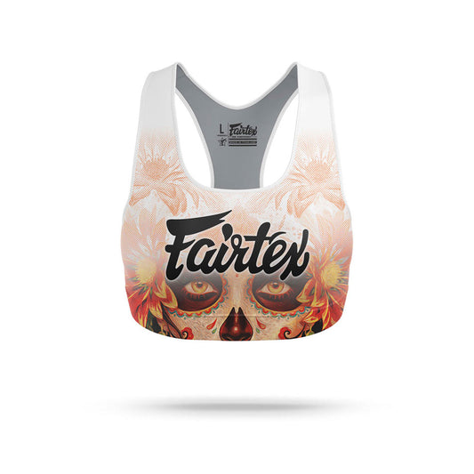 SB10 Fairtex Stamp Sports Bra White-Orange