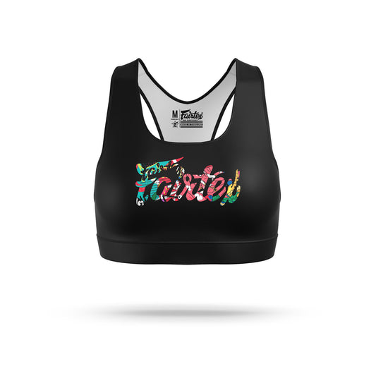 SB8 Fairtex URFACE Script Sports Bra Black