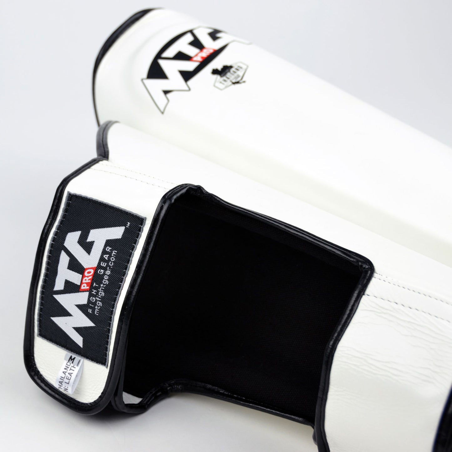 SF1 MTG Pro White Leather Shin Pads