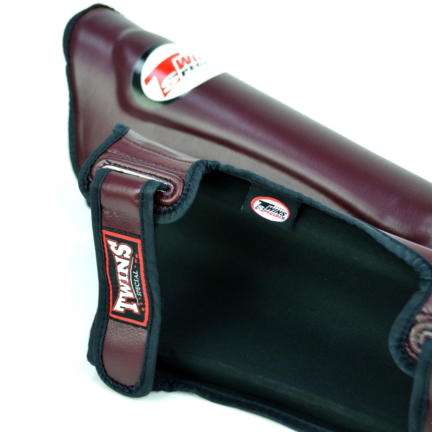 Twins Muay Thai Boxing Double Padded Shin Pads Maroon-Black