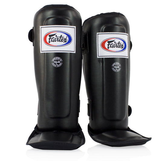 Fairtex Muay Thai Boxing Black Double Padded Shin Pads