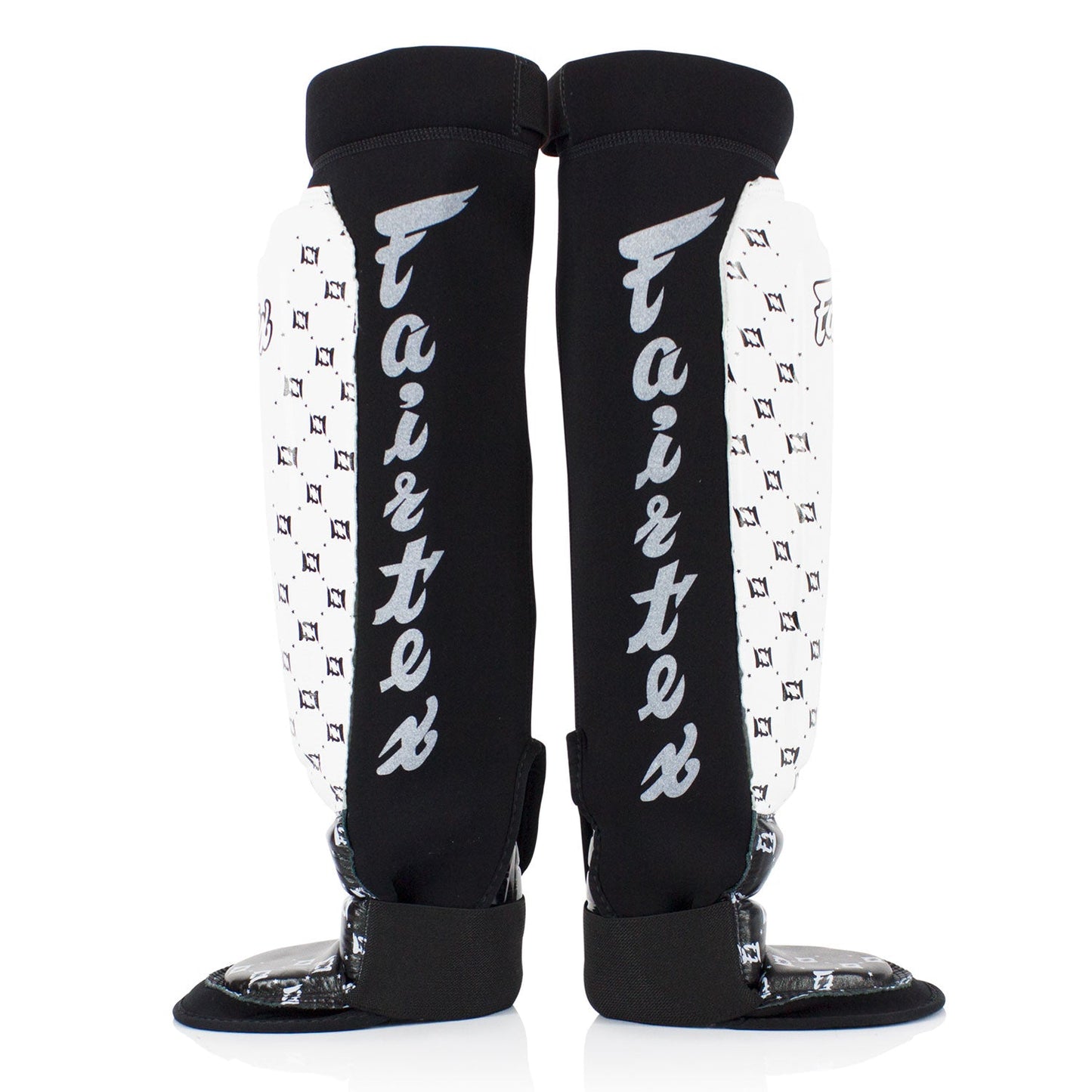 Fairtex Muay Thai Neoprene MMA Shin Pads White-Black