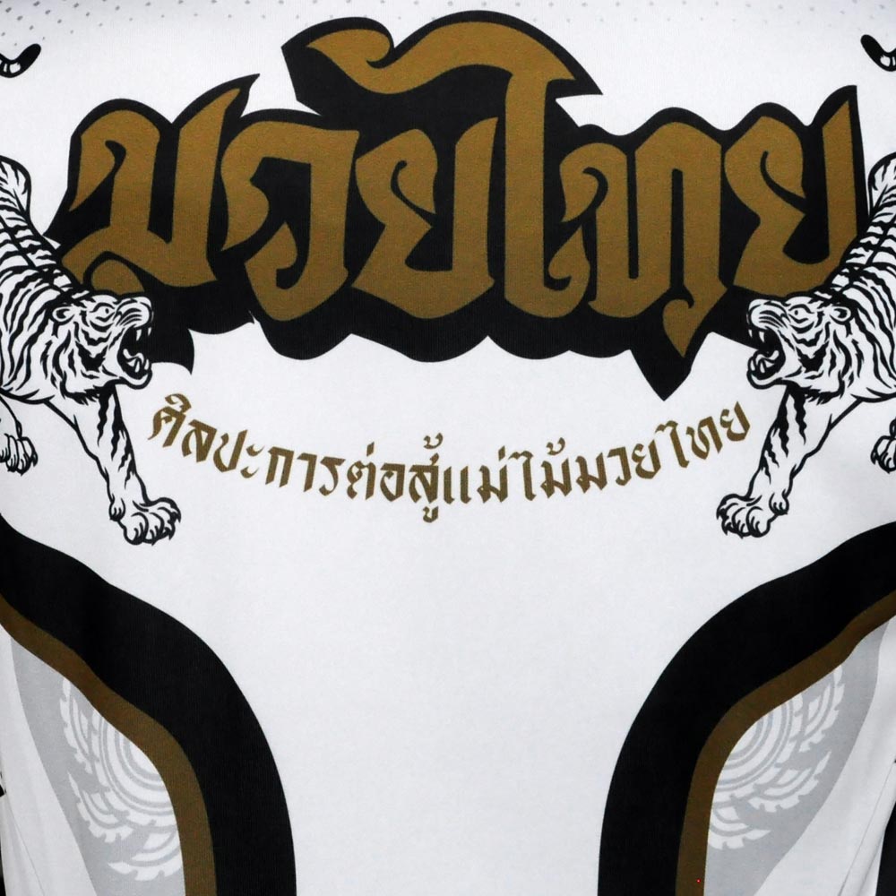 TUFF Muay Thai T-Shirt White Rowel With Double Hanuman Head