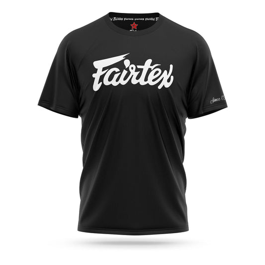 Fairtex Muay Thai Boxing Script Logo Cotton T-Shirt Black