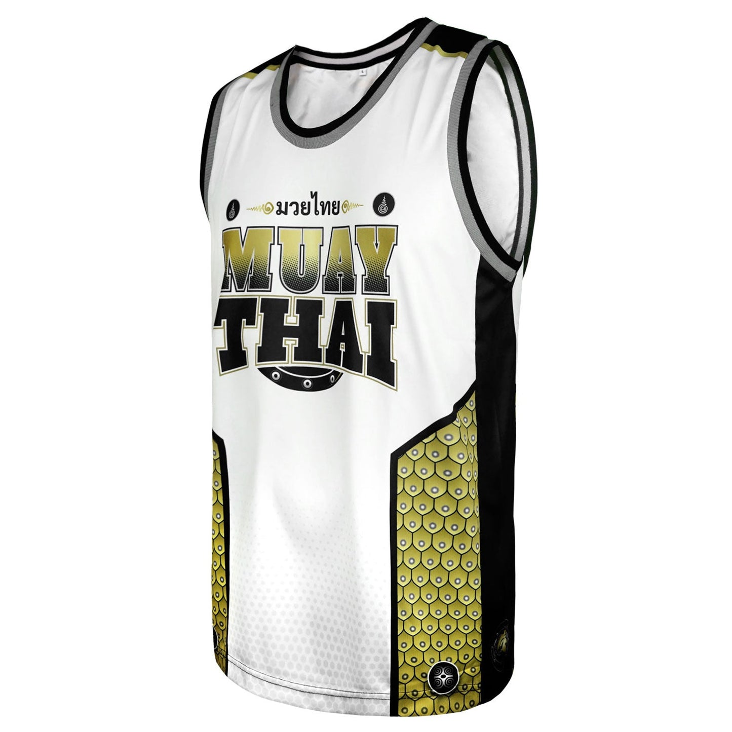 TUFF Muay Thai Tank Top Golden Gladiator White